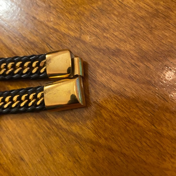 COPY - Gold Plated Stainless Steel Chain & Wrapped Leather Bracelet 9" - Picture 4 of 6